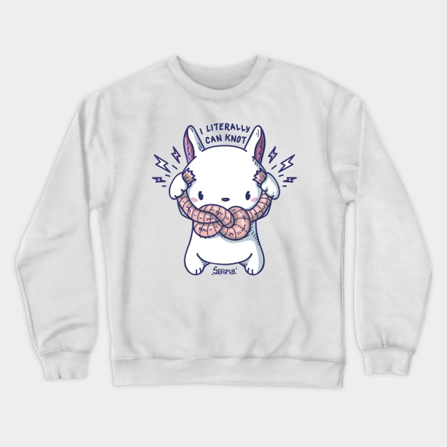 Kawaii Cute bunny rabbit with knot and quote "I literally can knot" pun Crewneck Sweatshirt by SPIRIMAL